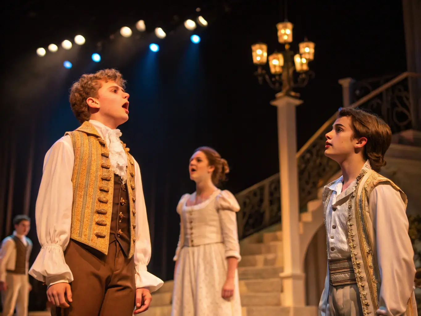 A dynamic image of a stage production organized by BOUTURE-LIVE, featuring actors in costume and a detailed set design.