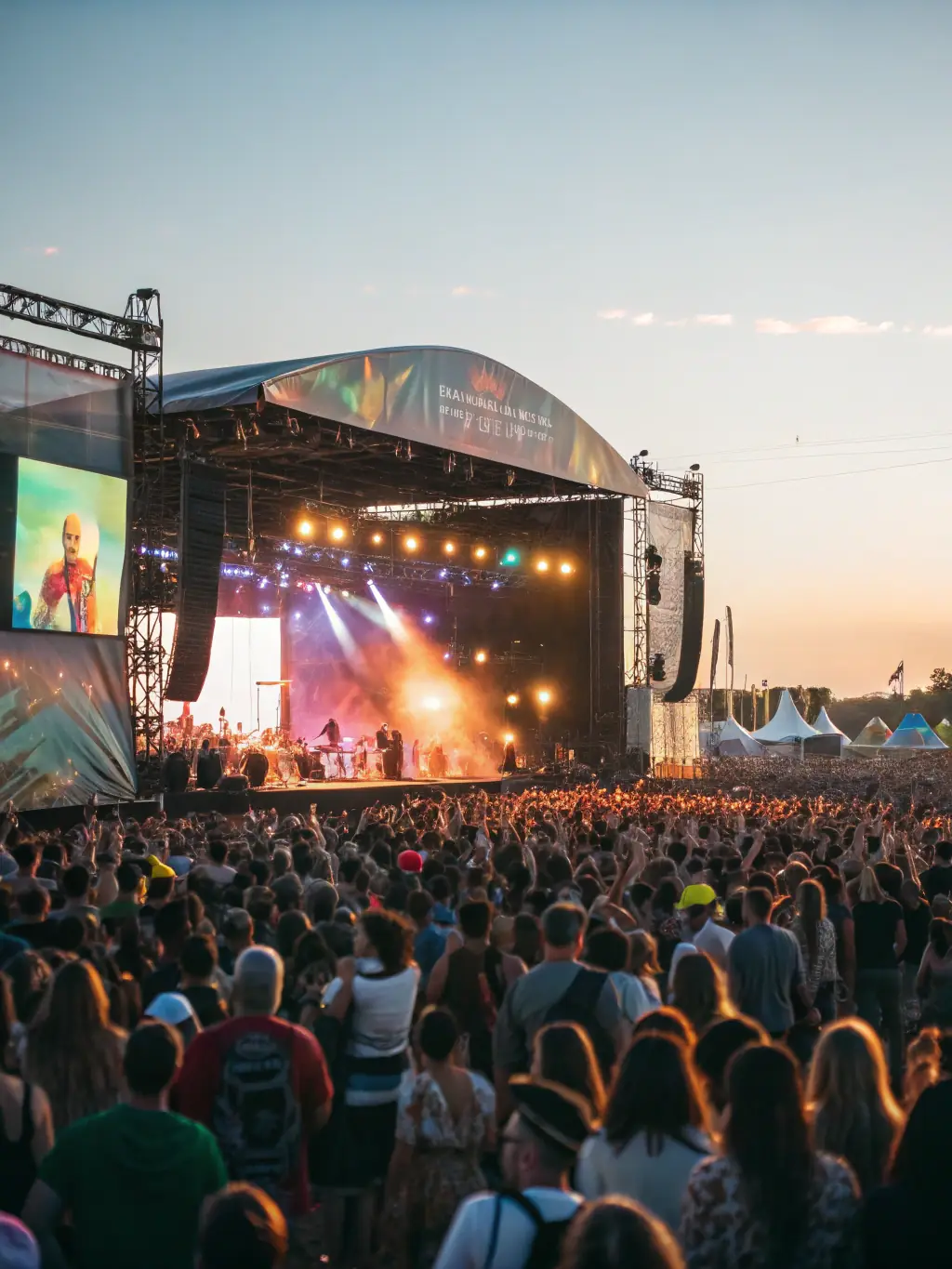 A vibrant photograph capturing the energy of a live music festival, with a focus on stage lighting and audience engagement, promoting BOUTURE-LIVE's upcoming music event.